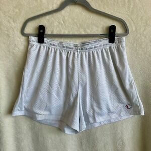 Champion White Mesh Shorts Elastic Waist Size Large Women's Athletic Workout Gym
